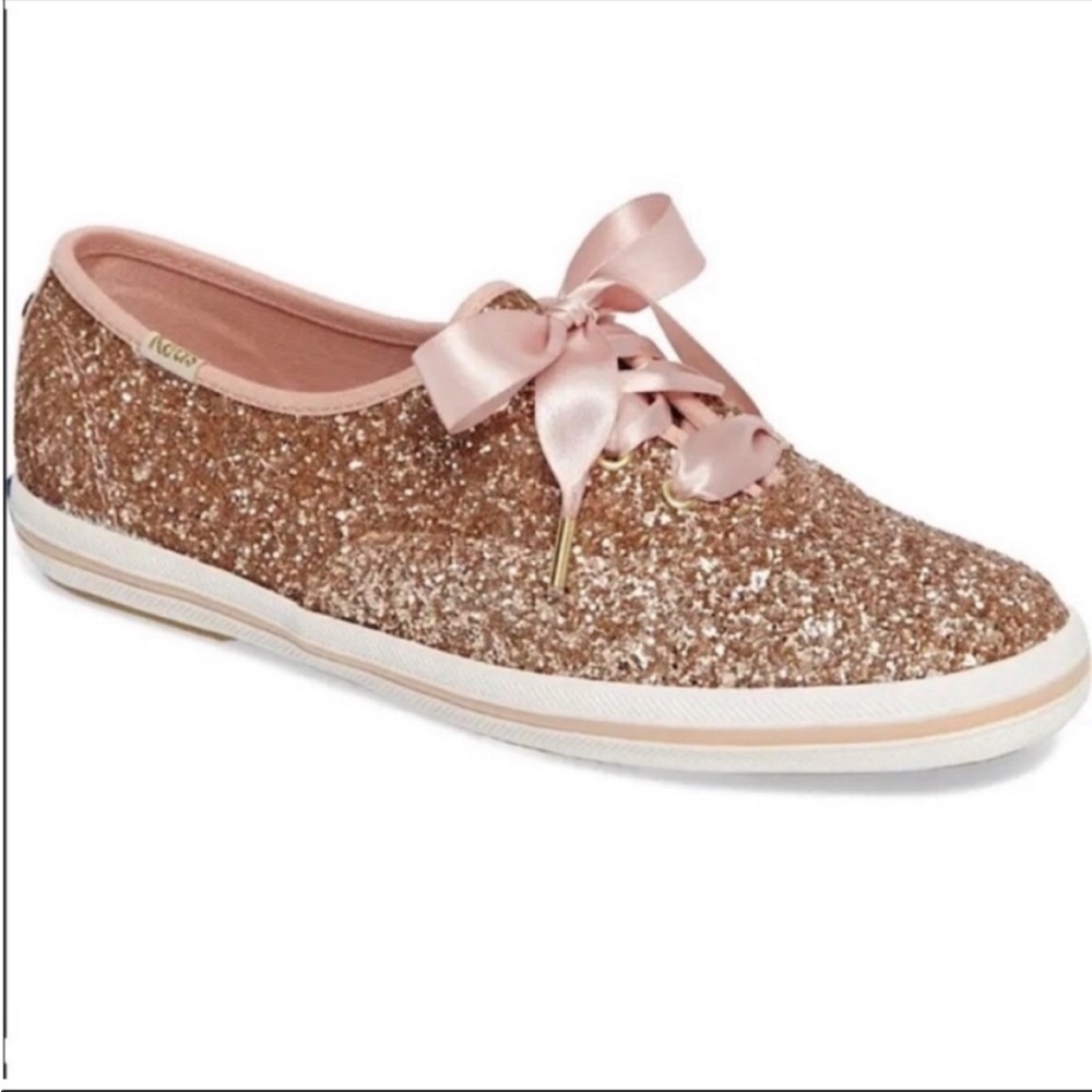 Keds x Kate Spade Rose Gold Pink Glitter Sneakers - Size 7
